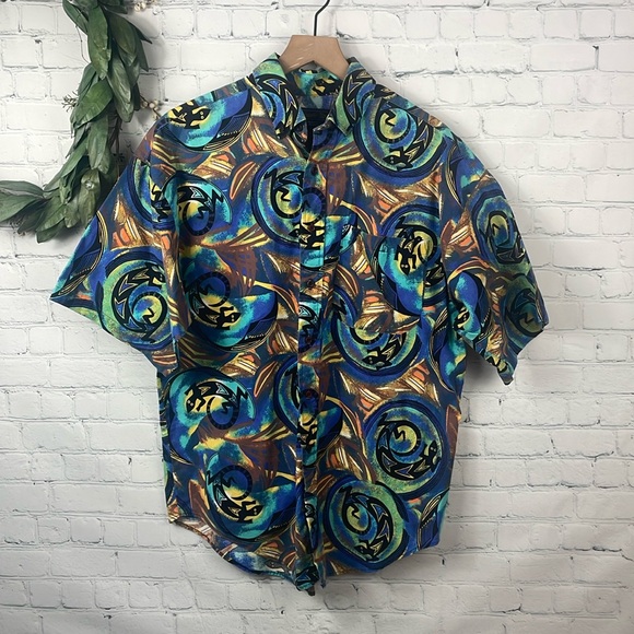 PANHANDLE SLIM Men's Vintage Button Down Short Sleeve Gecko Shirt size L/16.5 - Picture 1 of 6